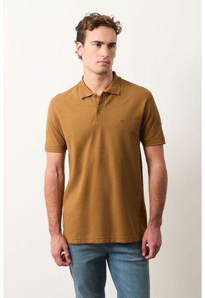 Polo Para Hombre Semi Fit Detalle Jacquard Polo Para Hombre Semi Fit Detalle Jacquard Miel L VÉLEZ