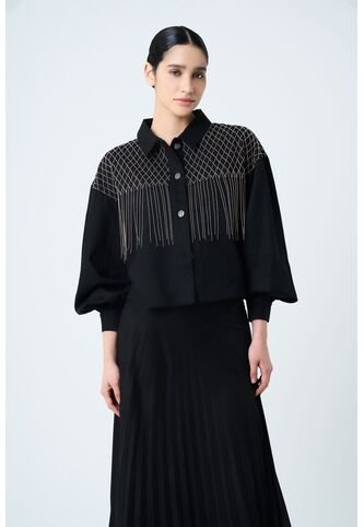 Chaqueta Alhena En Tejido Plano Para Mujer Bordado Millaré Chaqueta Alhena En Tejido Plano Para Mujer Bordado Millaré Negro M VÉLEZ Vélez