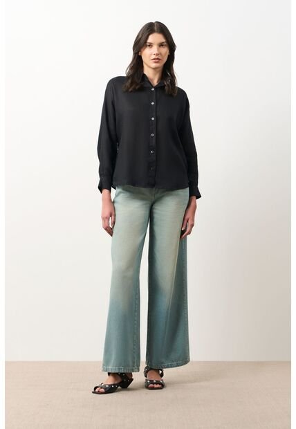 Camisa Peonia Para Mujer Manga Murciélago Camisa Peonia Para Mujer Manga Murciélago Negro L VÉLEZ