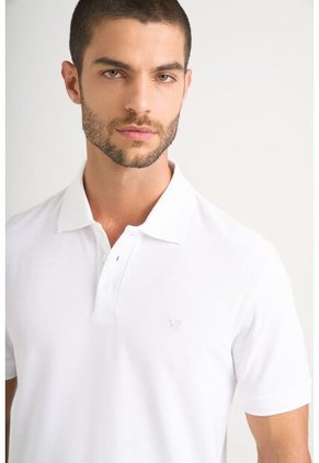 Polo Para Hombre Semi Fit Detalle Jacquard Polo Para Hombre Semi Fit Detalle Jacquard Blanco M VÉLEZ