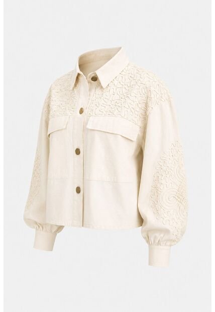 Chaqueta Aguamarina De Tela Para Mujer Bordados En Gamuza Chaqueta Aguamarina De Tela Para Mujer Bordados En Gamuza Blanco M VÉLEZ
