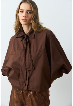 Camisa Maga Larga Silueta Globo Para Mujer Cleo Camisa Maga Larga Silueta Globo Para Mujer Cleo Cafe XS VÉLEZ