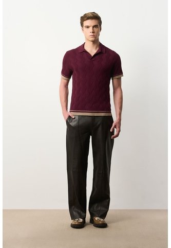 Polo Manga Corta Tejida Para Hombre Aura Polo Manga Corta Tejida Para Hombre Aura Vinotinto XXL VÉLEZ Vélez