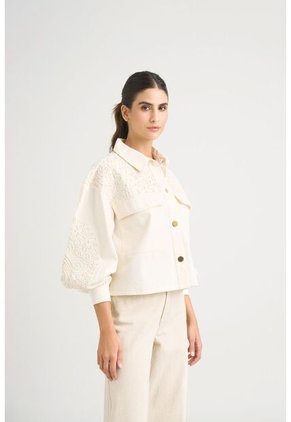Chaqueta Aguamarina De Tela Para Mujer Bordados En Gamuza Chaqueta Aguamarina De Tela Para Mujer Bordados En Gamuza Blanco M VÉLEZ