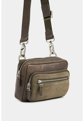 Manos Libres Bright De Cuero Para Hombre Detalle Gamuzado Manos Libres Bright De Cuero Para Hombre Detalle Gamuzado Verde Oliva VÉLEZ