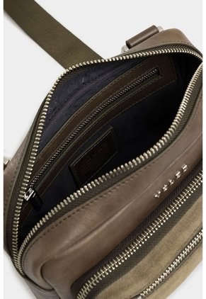 Manos Libres Bright De Cuero Para Hombre Detalle Gamuzado Manos Libres Bright De Cuero Para Hombre Detalle Gamuzado Verde Oliva VÉLEZ