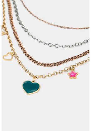 Collar Para Mujer En Cadenas Con Dijes Metálicos Collar Para Mujer En Cadenas Con Dijes Metálicos Oro Mate Vélez