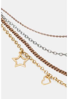 Collar Para Mujer En Cadenas Con Dijes Metálicos Collar Para Mujer En Cadenas Con Dijes Metálicos Oro Mate Vélez