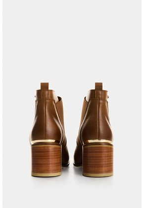 Botines Tacón De Cuero Aplique Botines Tacón De Cuero Aplique Miel 39 VÉLEZ