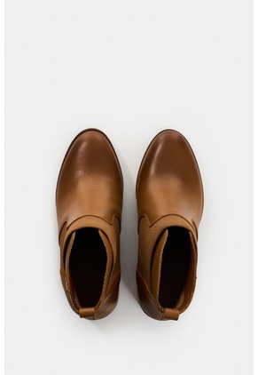Botines Tacón De Cuero Aplique Botines Tacón De Cuero Aplique Miel 39 VÉLEZ