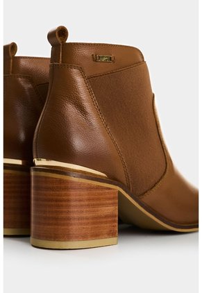 Botines Tacón De Cuero Aplique Botines Tacón De Cuero Aplique Miel 39 VÉLEZ