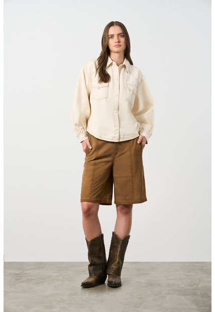 Camisa En Denim Para Mujer Maya Camisa En Denim Para Mujer Maya Crema S VÉLEZ