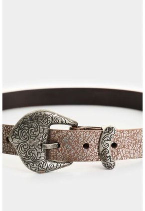 Cinturón Unifaz De Cuero Grabado Para Mujer Nácar Cinturón Unifaz De Cuero Grabado Para Mujer Nácar Plata M VÉLEZ