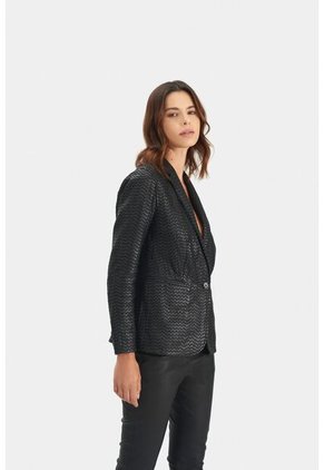 Blazer Tatacoa En Cuero Tejido Para Mujer Silueta Recta Blazer Tatacoa En Cuero Tejido Para Mujer Silueta Recta Negro L VÉLEZ