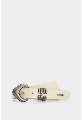 Cinturón Unifaz De Cuero Para Mujer Tika Cinturón Unifaz De Cuero Para Mujer Tika Blanco S VÉLEZ