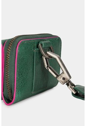 Monedero Tropical De Cuero Para Mujer Cargadera Removible Monedero Tropical De Cuero Para Mujer Cargadera Removible Verde Vélez