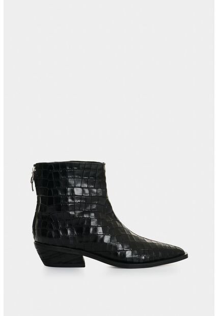 Botín En Cuero Croco Para Mujer Arizona Botín En Cuero Croco Para Mujer Arizona Negro 38 VÉLEZ