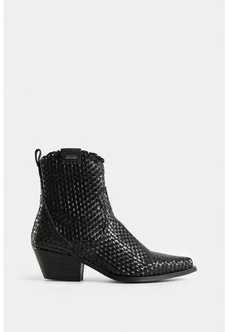 Botines Uyuni De Cuero Para Mujer Capellada Tejida Botines Uyuni De Cuero Para Mujer Capellada Tejida Negro 36 VÉLEZ Vélez