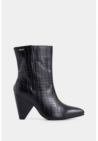 Botines Luna De Cuero Croco Para Mujer Silueta Punta Botines Luna De Cuero Croco Para Mujer Silueta Punta Negro 35 VÉLEZ Vélez