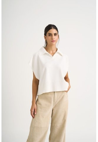Polo Bora Tejida Para Mujer Silueta Boxy Polo Bora Tejida Para Mujer Silueta Boxy Crema S VÉLEZ Vélez