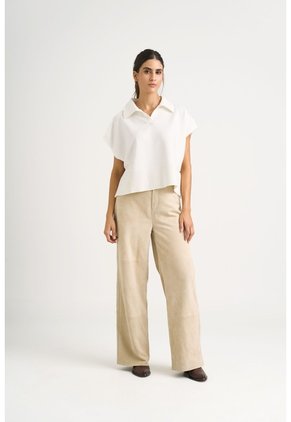 Polo Bora Tejida Para Mujer Silueta Boxy Polo Bora Tejida Para Mujer Silueta Boxy Crema S VÉLEZ