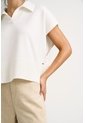 Polo Bora Tejida Para Mujer Silueta Boxy Polo Bora Tejida Para Mujer Silueta Boxy Crema S VÉLEZ de Vélez