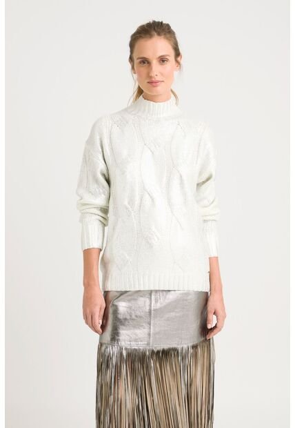 Sweater Rock En Tejido Rectilíneo Para Mujer Efecto Metalizado Sweater Rock En Tejido Rectilíneo Para Mujer Efecto Metalizado Crema L VÉLEZ