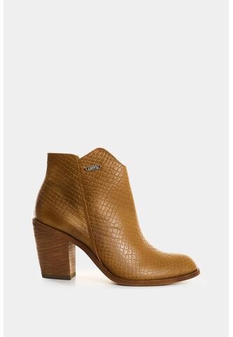 Botines De Cuero Grabado Para Mujer Alpha Botines De Cuero Grabado Para Mujer Alpha Miel 37 VÉLEZ Vélez
