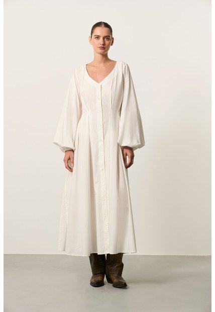Vestido Maxi Manga Larga Para Mujer Sinú Vestido Maxi Manga Larga Para Mujer Sinú Blanco 10 VÉLEZ