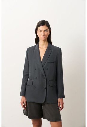 Blazer Oversize Para Mujer Linde Blazer Oversize Para Mujer Linde Gris Pistola M VÉLEZ