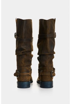 Botas Biker En Cuero Para Mujer Botas Biker En Cuero Para Mujer Azul 37 VÉLEZ