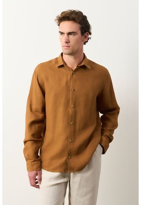 Camisa Manga Larga Semi Fitted Para Hombre Roma Camisa Manga Larga Semi Fitted Para Hombre Roma Miel M VÉLEZ