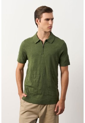 Polo Manga Corta Tejida Para Hombre Anam Polo Manga Corta Tejida Para Hombre Anam Verde Oliva XXL VÉLEZ