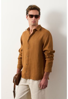 Camisa Manga Larga Semi Fitted Para Hombre Roma Camisa Manga Larga Semi Fitted Para Hombre Roma Miel M VÉLEZ