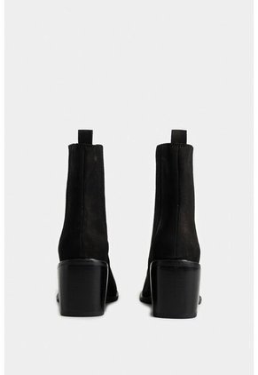 Botines Tacón Coprino De Cuero Para Mujer Elásticos Laterales Botines Tacón Coprino De Cuero Para Mujer Elásticos Laterales Negro 37 Vélez