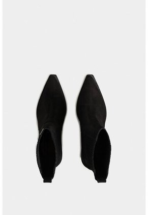 Botines Tacón Coprino De Cuero Para Mujer Elásticos Laterales Botines Tacón Coprino De Cuero Para Mujer Elásticos Laterales Negro 37 Vélez