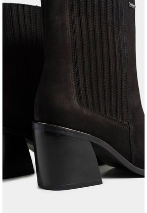 Botines Tacón Coprino De Cuero Para Mujer Elásticos Laterales Botines Tacón Coprino De Cuero Para Mujer Elásticos Laterales Negro 37 Vélez