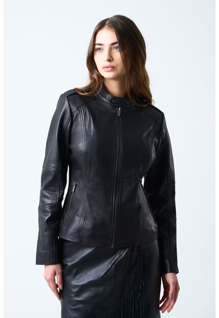 Chaqueta Rider De Cuero Para Mujer Fit Slim Chaqueta Rider De Cuero Para Mujer Fit Slim Negro M VÉLEZ
