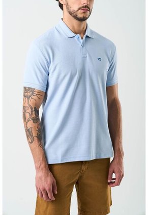 Polo Manga Corta Essential Para Hombre Textura Polo Manga Corta Essential Para Hombre Textura Azul Claro XL VÉLEZ
