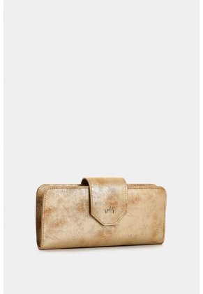 Billetera Porta Chequera Extravaganza De Cuero Para Mujer Grabado Billetera Porta Chequera Extravaganza De Cuero Para Mujer Grabado Dorado VÉLEZ