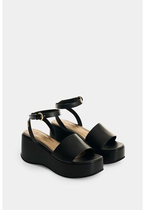 Sandalia Plataforma En Cuero Para Mujer Cuzco Sandalia Plataforma En Cuero Para Mujer Cuzco Negro 36 VÉLEZ