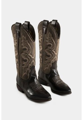 Botas Caña Larga Savona De Cuero Para Mujer Silueta Tipo Western Botas Caña Larga Savona De Cuero Para Mujer Silueta Tipo Western Negro 39 Vélez