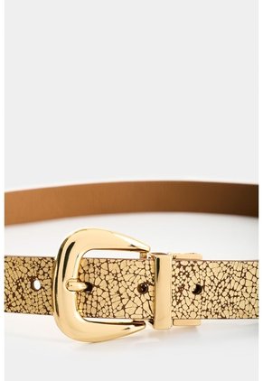 Cinturón Iskay Doble Faz En Cuero Folia Para Mujer Cinturón Iskay Doble Faz En Cuero Folia Para Mujer Dorado M VÉLEZ