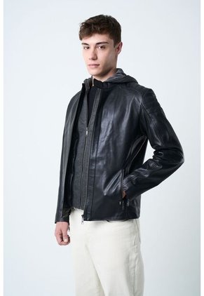 Chaqueta Belmont 2 De Cuero Liso Para Hombre Semi Ajustada Chaqueta Belmont 2 De Cuero Liso Para Hombre Semi Ajustada Negro M VÉLEZ