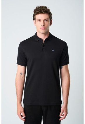 Polo Alcor Manga Corta Para Hombre Detalle Acanalado Polo Alcor Manga Corta Para Hombre Detalle Acanalado Negro XS VÉLEZ