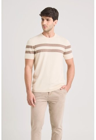 Camiseta Franjas 2 Tejida Para Hombre Manga Corta Camiseta Franjas 2 Tejida Para Hombre Manga Corta Arena XL VÉLEZ Vélez