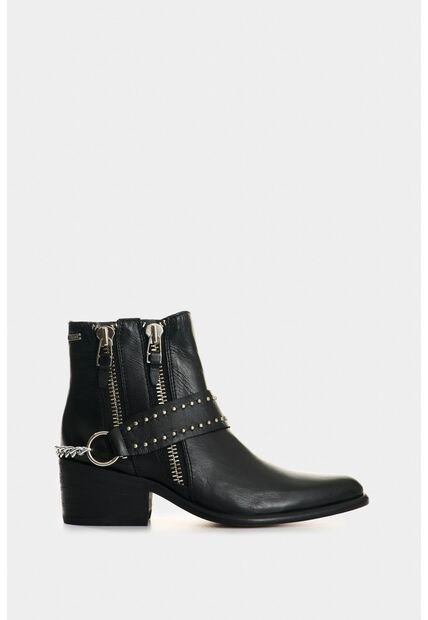 Botines Silueta Texana De Cuero Para Mujer Saturno Botines Silueta Texana De Cuero Para Mujer Saturno Negro 35 VÉLEZ