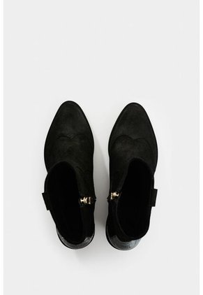 Botines Texanos De Cuero Gamuzado Para Mujer Sahara Botines Texanos De Cuero Gamuzado Para Mujer Sahara Negro 37 VÉLEZ