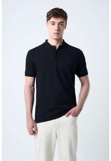 Polo Para Hombre Semi Fit Detalle Jacquard Polo Para Hombre Semi Fit Detalle Jacquard Negro L VÉLEZ