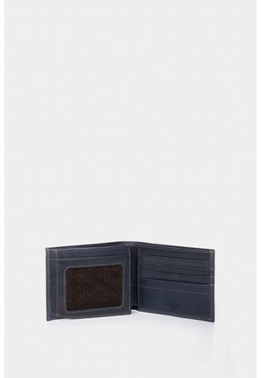 Billetera Humanista De Cuero Para Hombre Costuras Contraste Azul Oscuro Billetera Humanista De Cuero Para Hombre Costuras Contraste Azul Oscuro VÉLEZ